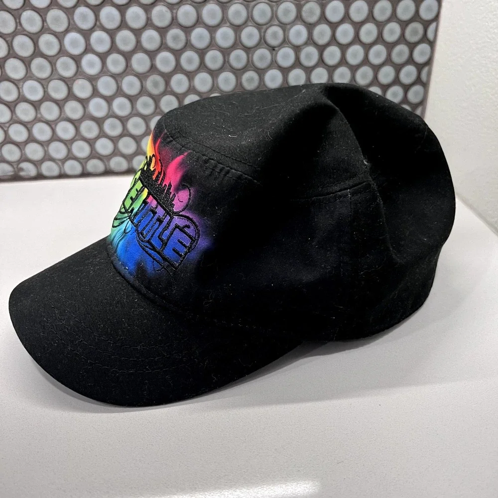 Seattle Hat Cap Adult Hat Black Strap Back Adjustable‎ Colorful Rainbow